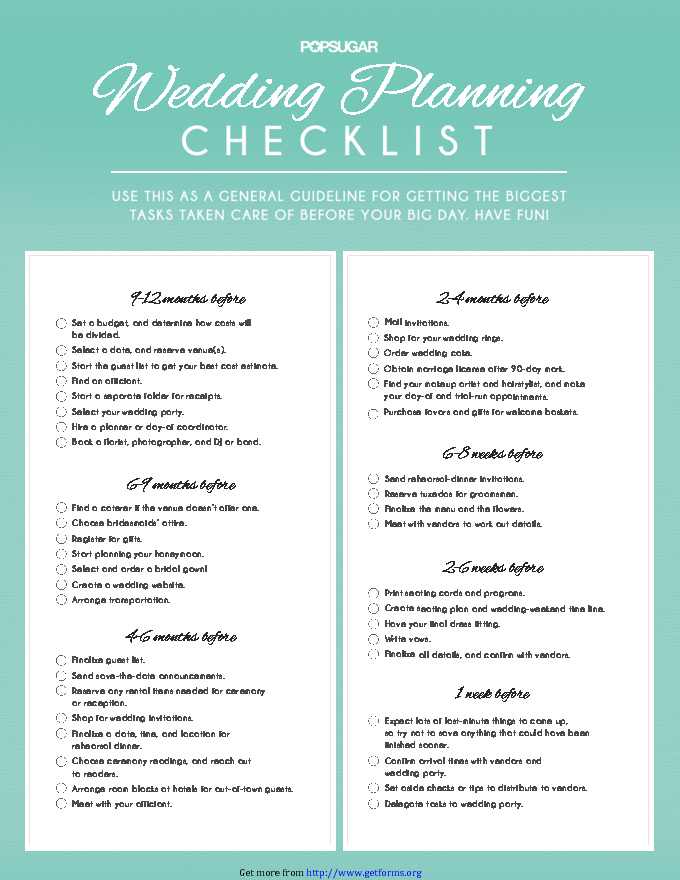 Wedding to do List 2