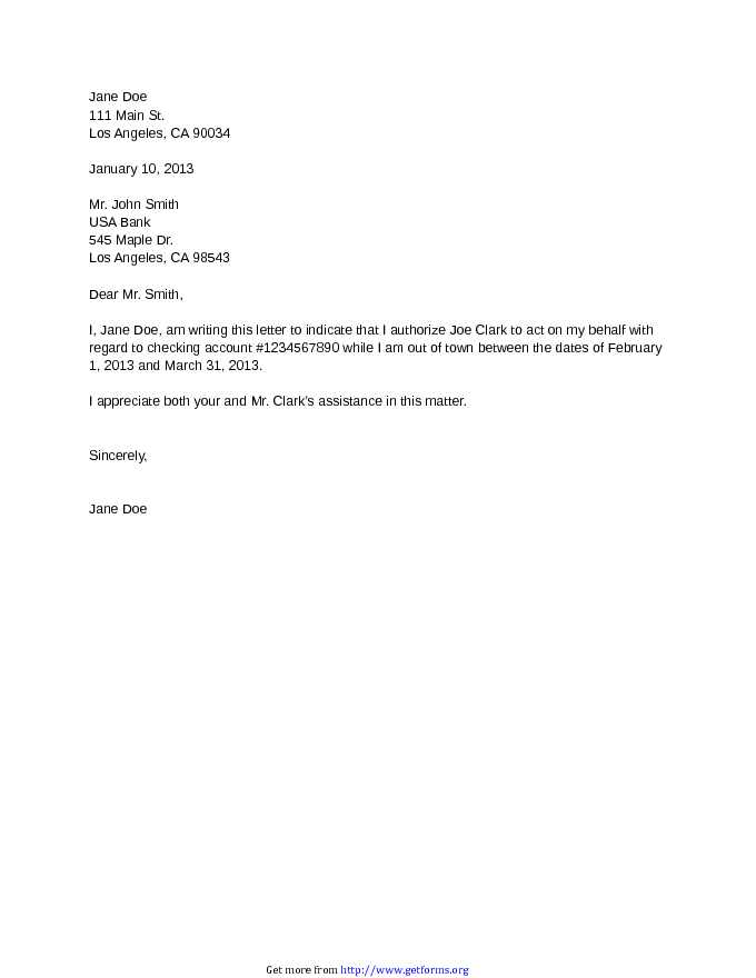 Sample Financial Authorization Letter