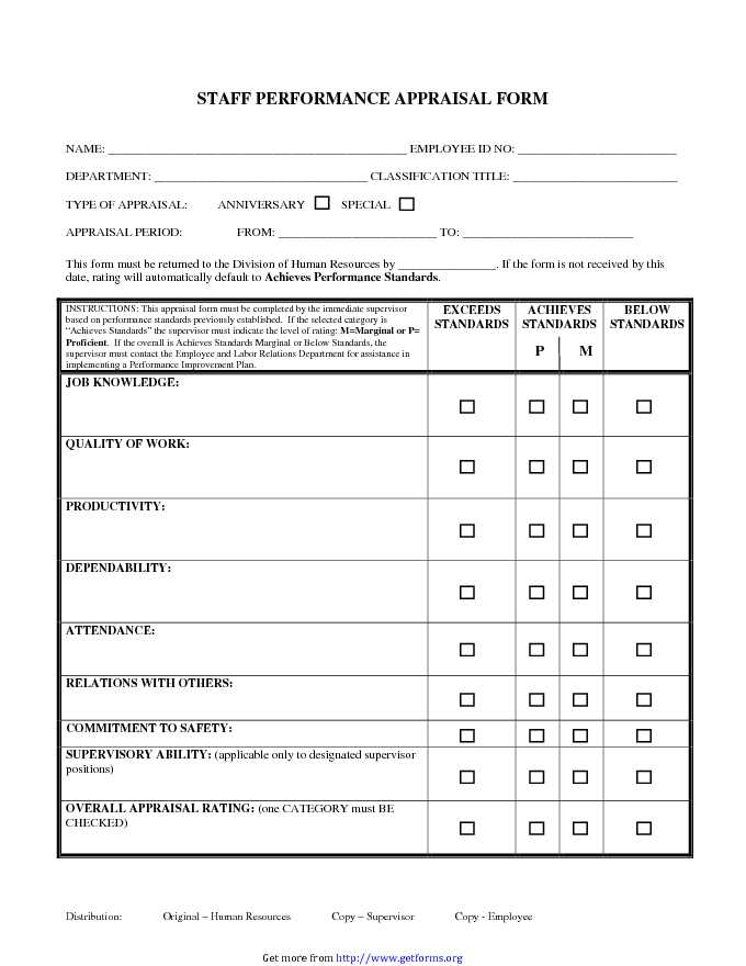 Performance Appraisal Form