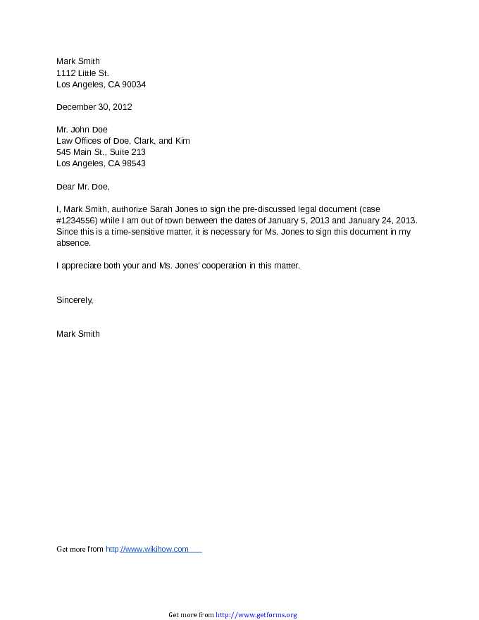 Sample Legal Authorization Letter