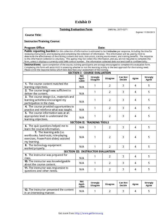 Training Evaluation Form