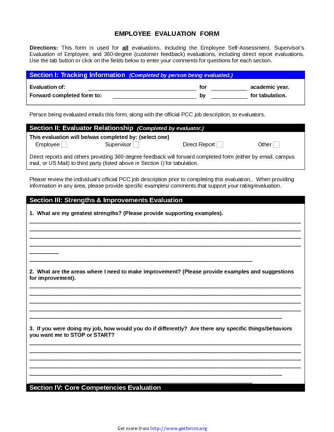 Employee Evaluation Template