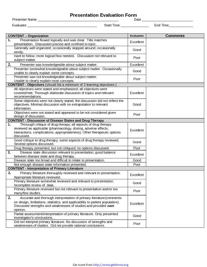 Sample Program Evaluation Form - download Evaluation Form for free PDF ...