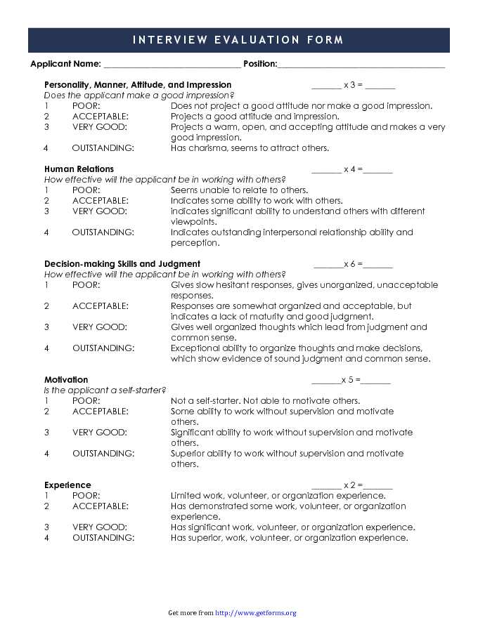 Interview Assessment Form