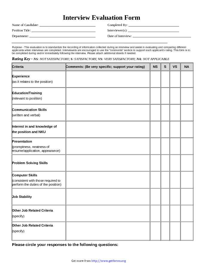 Interview Evaluation Form