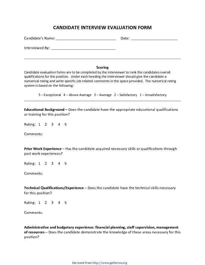 Interview Evaluation Form 4
