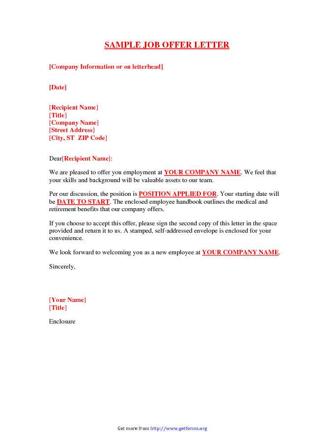 Job Offer Letter Sample 2