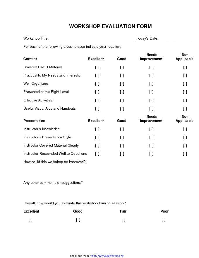 Workshop Evaluation Form 3