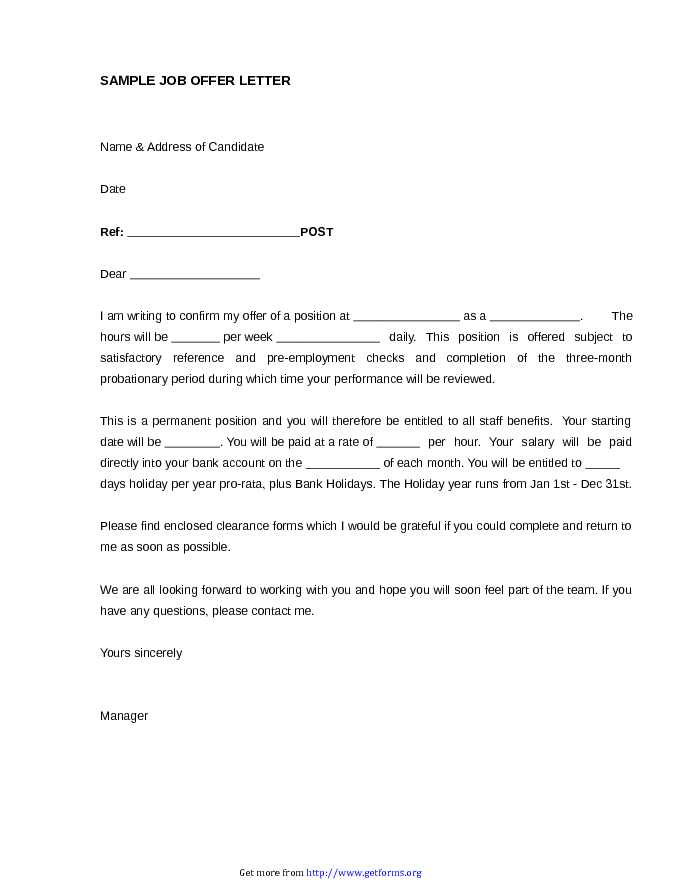 Job Offer Letter Sample 3