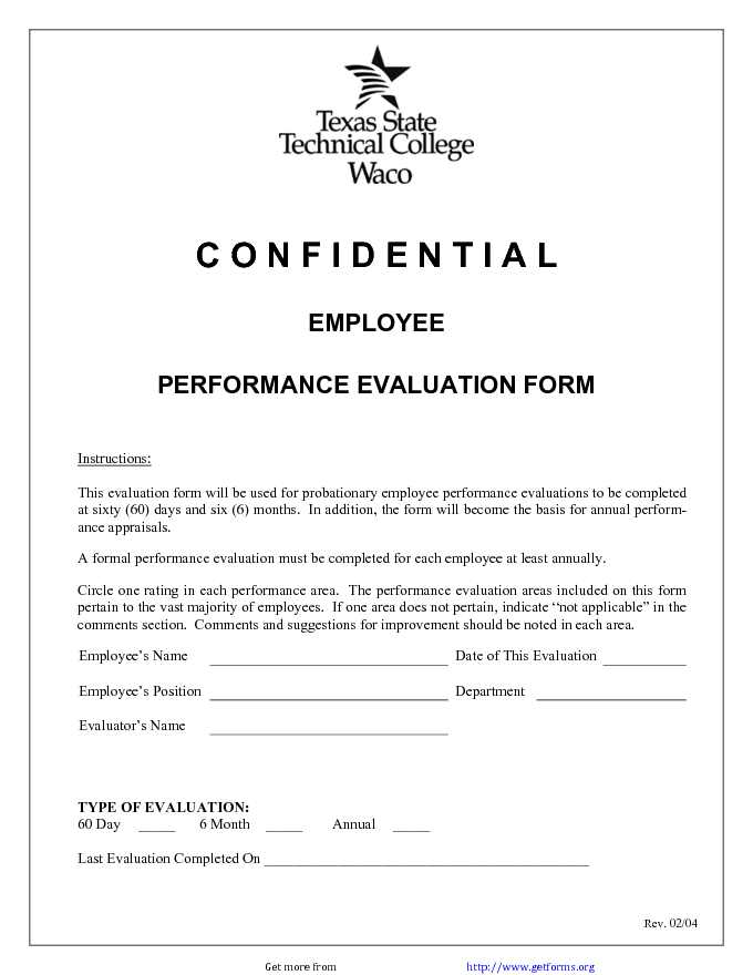 Employee Performance Evaluation Form