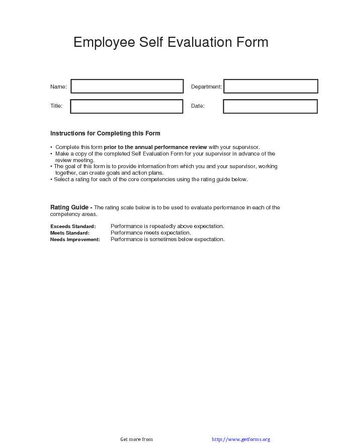 Employee Self Evaluation Form