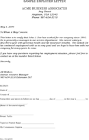 Employment Verification Letter Sample 1 form