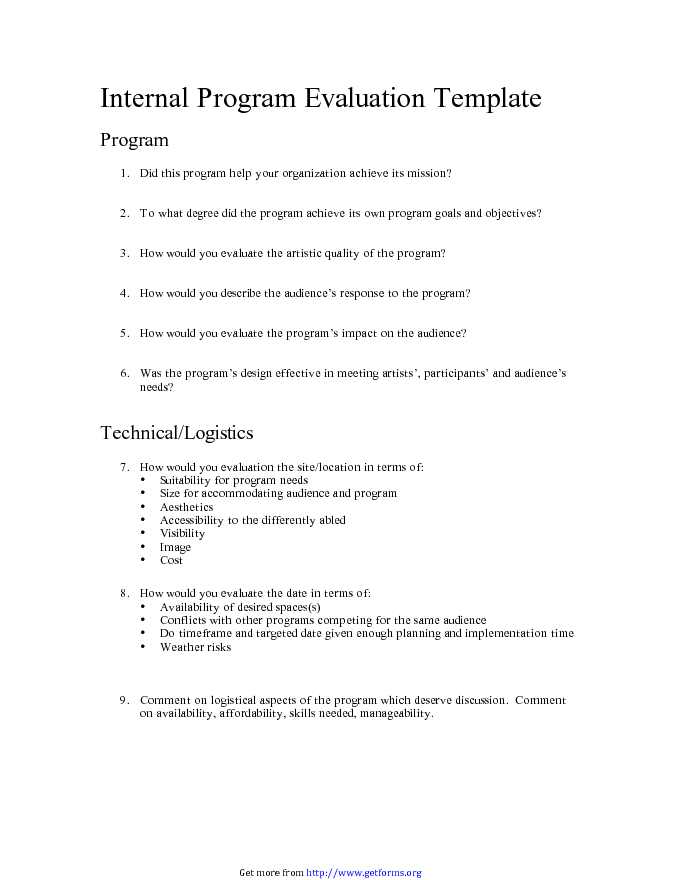 Program Evaluation Template