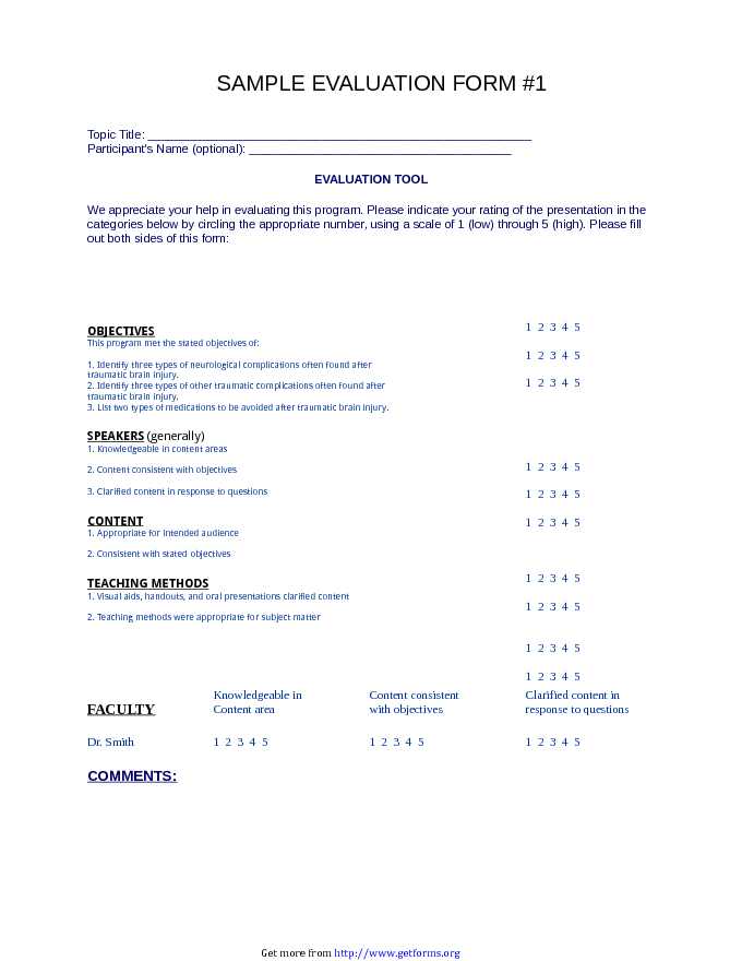 Sample Program Evaluation Form
