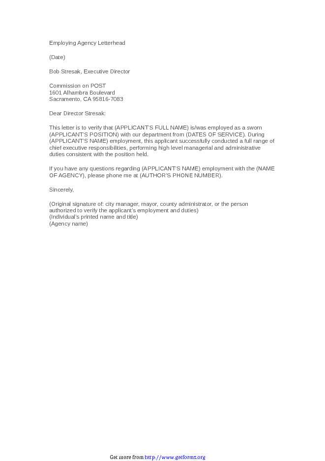 Sample Employment Verification Letter