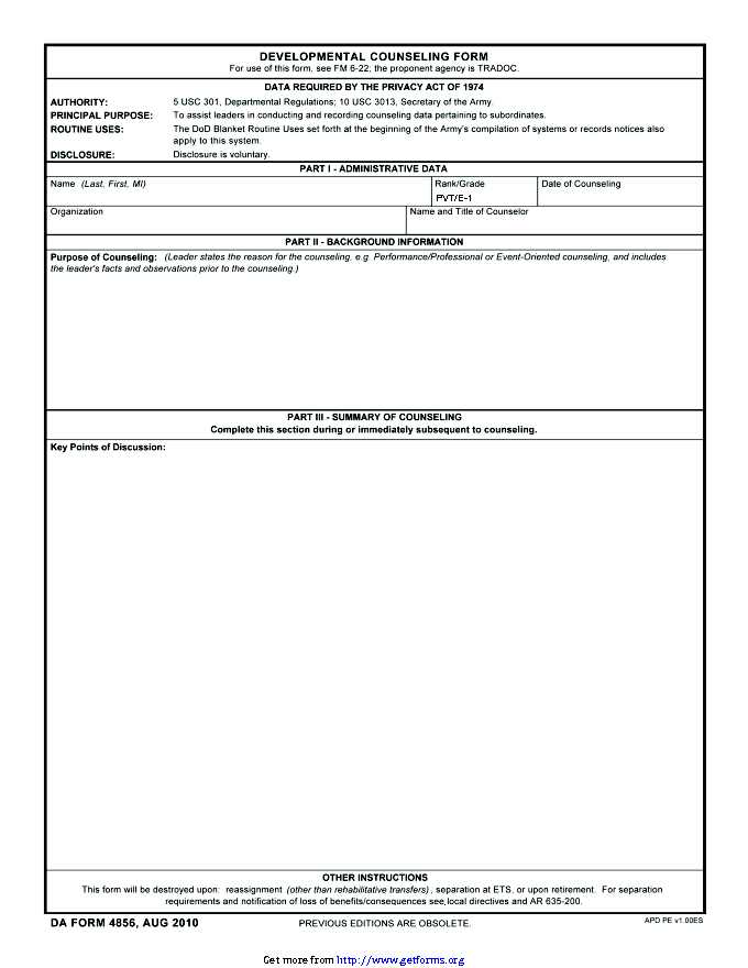 Developmental Counselling Form