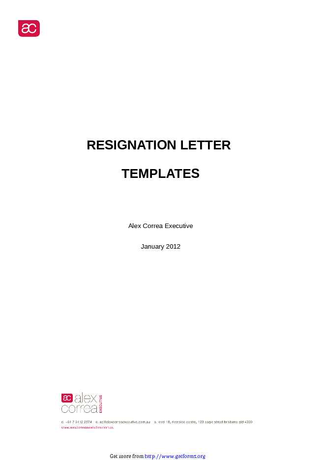 Free Letter of Resignation Template Word