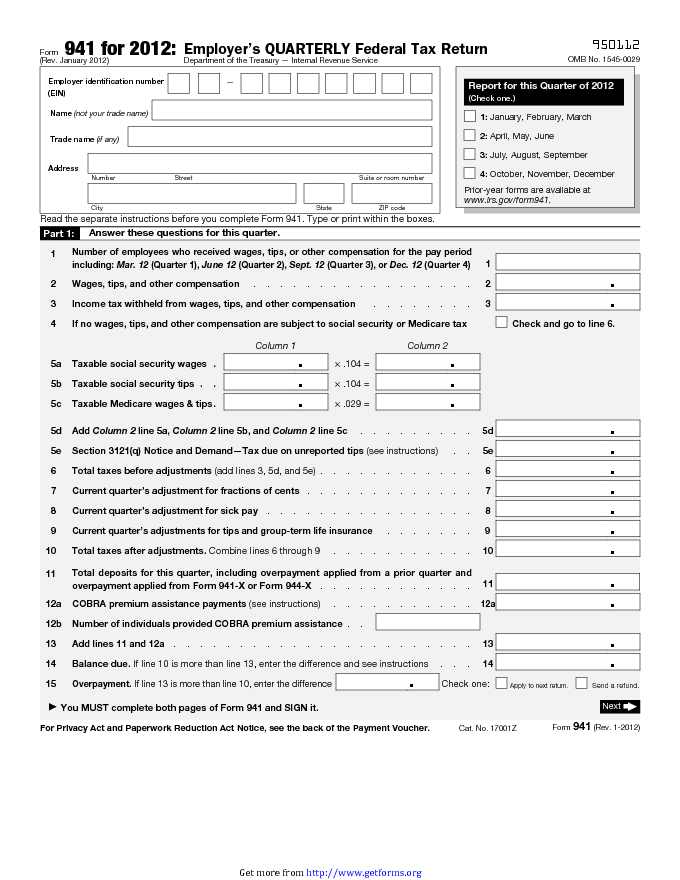 2012 Form 941