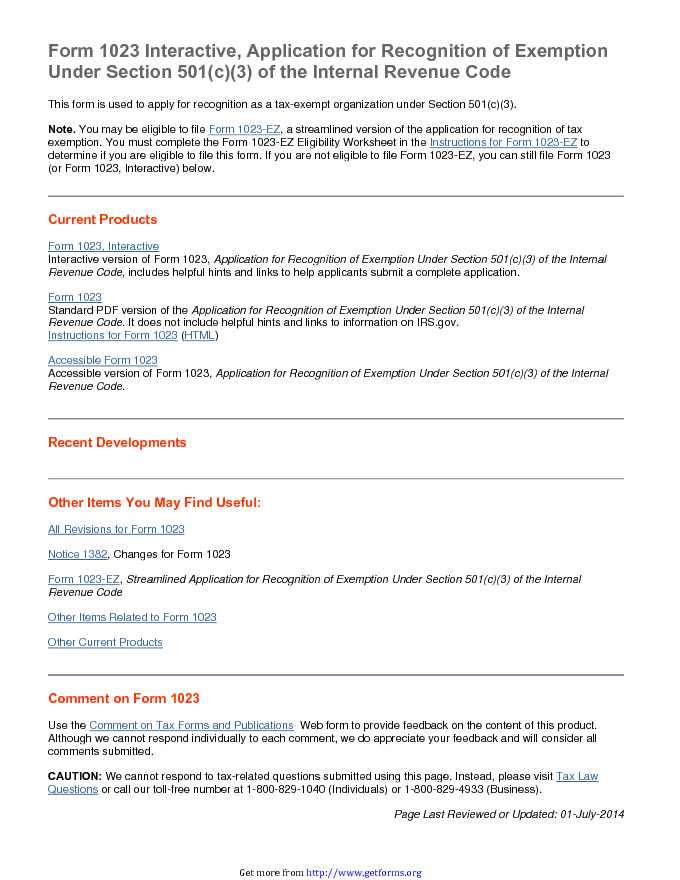 Form 1023 Interactive