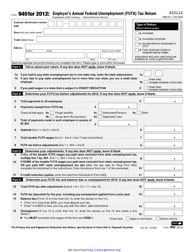 2012 Form 940