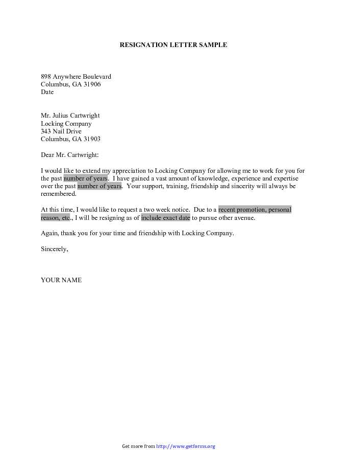 Resignation Letter Microsoft Template