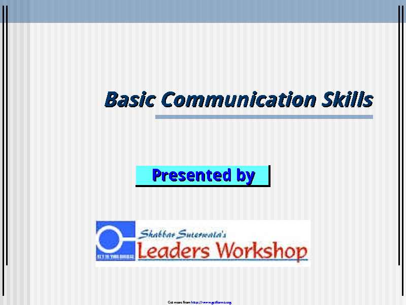 Basic Communication Skills