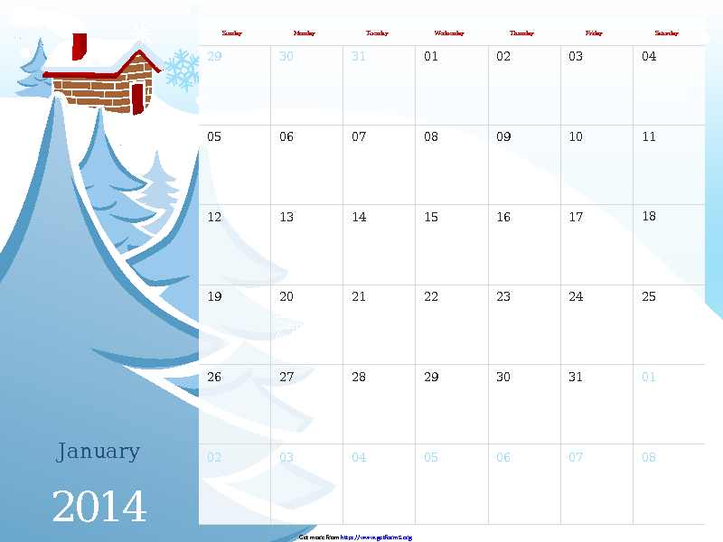 2014 Illustrated Seasonal Calendar (Sun-sat)