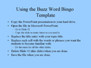 Buzz Word Bingo Game Template form