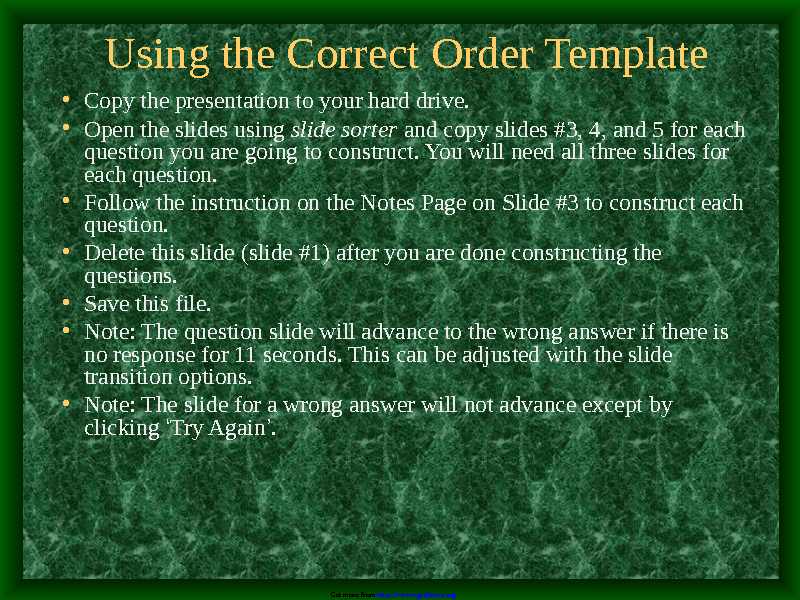Correct Order Game Template