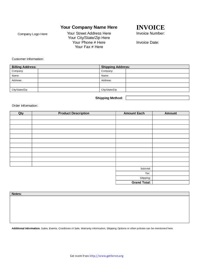 Blank Invoice Template 2