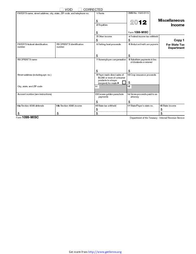 1099-MISC Form 2012