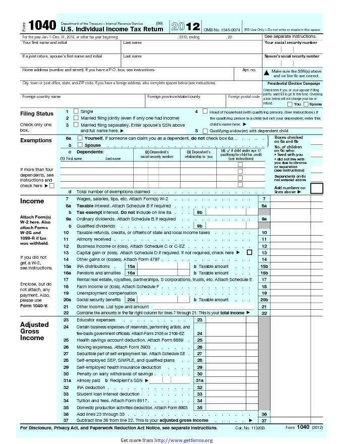 1040 Form 2012