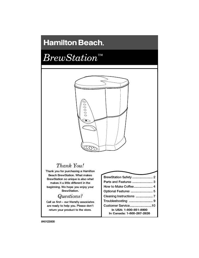 Hamilton Beach Instruction Manual Sample