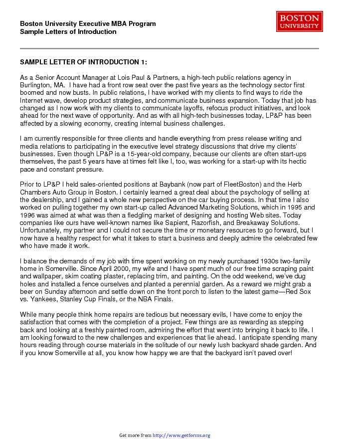 Sample Letter of Introduction