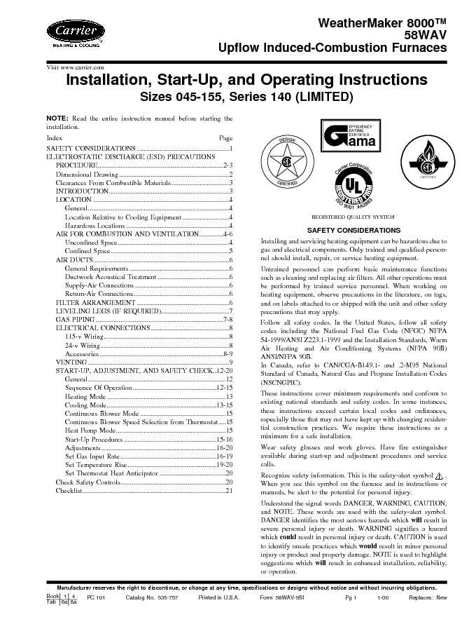 Carrier Owners Manual Sample