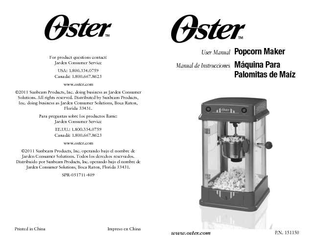 Oster Owners Manual Sample