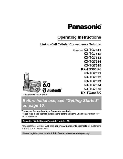 Panasonic Owners Manual Sample