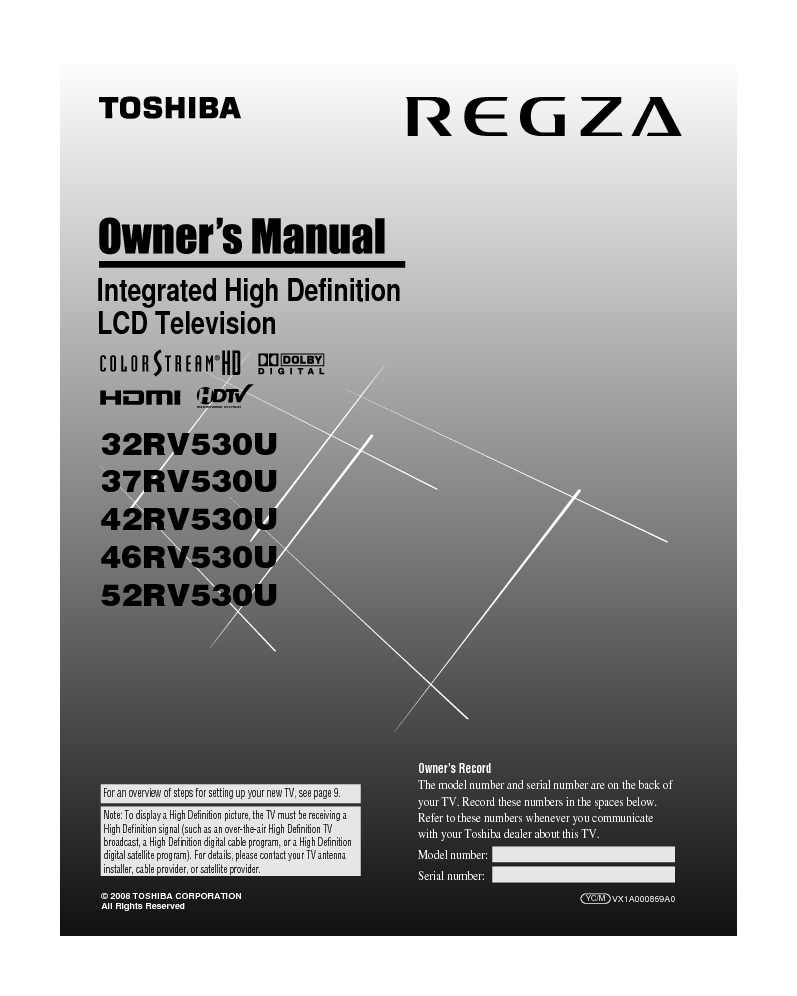 Toshiba Owners Manual Sample
