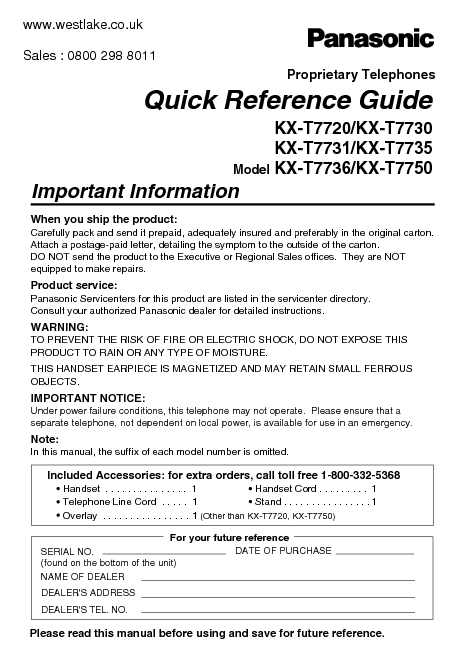 Panasonic Quick Reference Guide Sample
