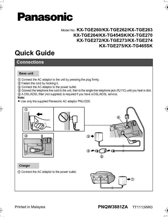 Panasonic Quick Start Guide Sample