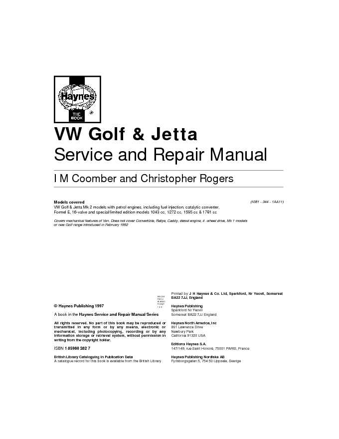 Volkswagen Service Manual Sample