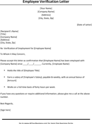 Employment Verification Letter Template 1 form