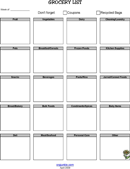 Printable Grocery List Template form