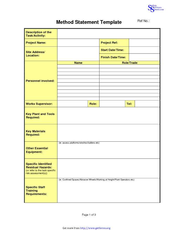 Method Statement Template 1