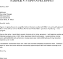 Sample Acceptance Letter form