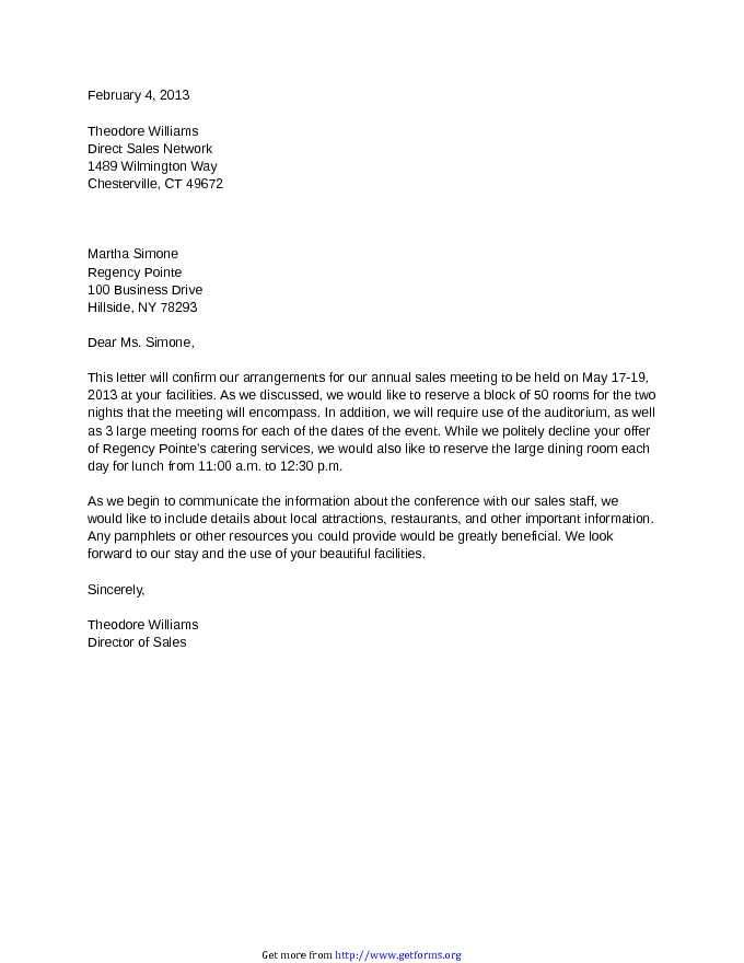 Sample Business Confirmation Letter