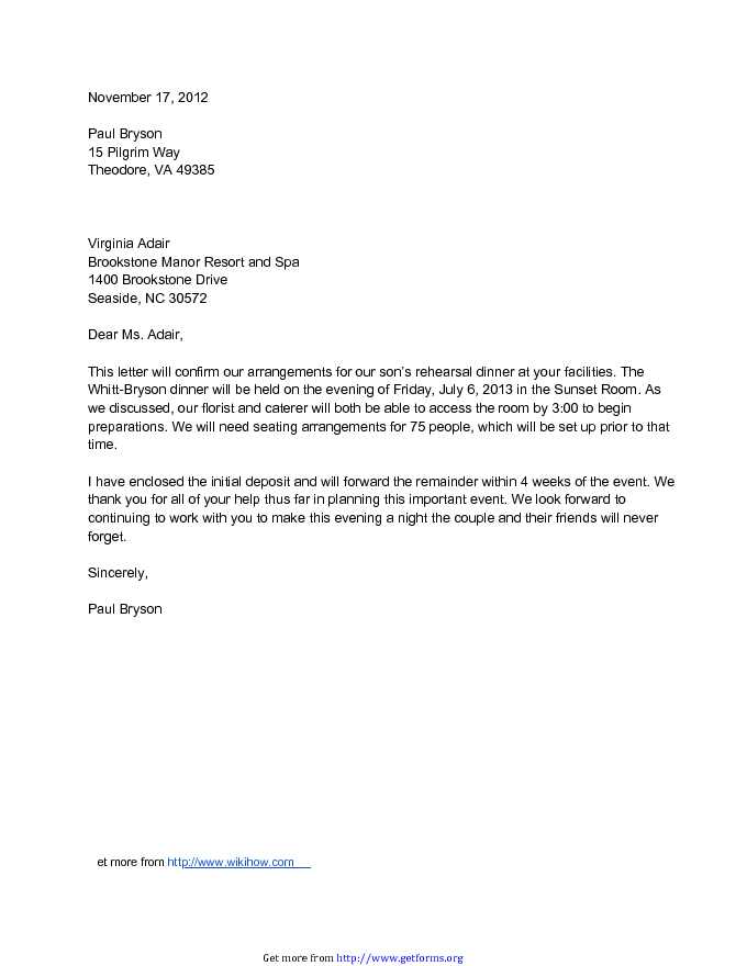 Sample Formal Confirmation Letter