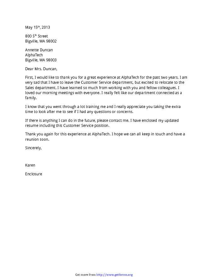 Example Farewell Letter Job Manager