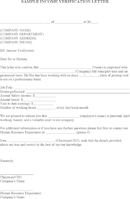 Income Verification Letter Sample form