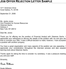 Job Offer Rejection Letter Sample form